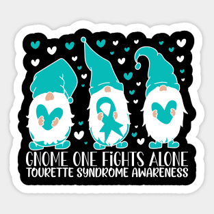 Tourette Syndrome Awareness Gnome One Fights Alone Sticker